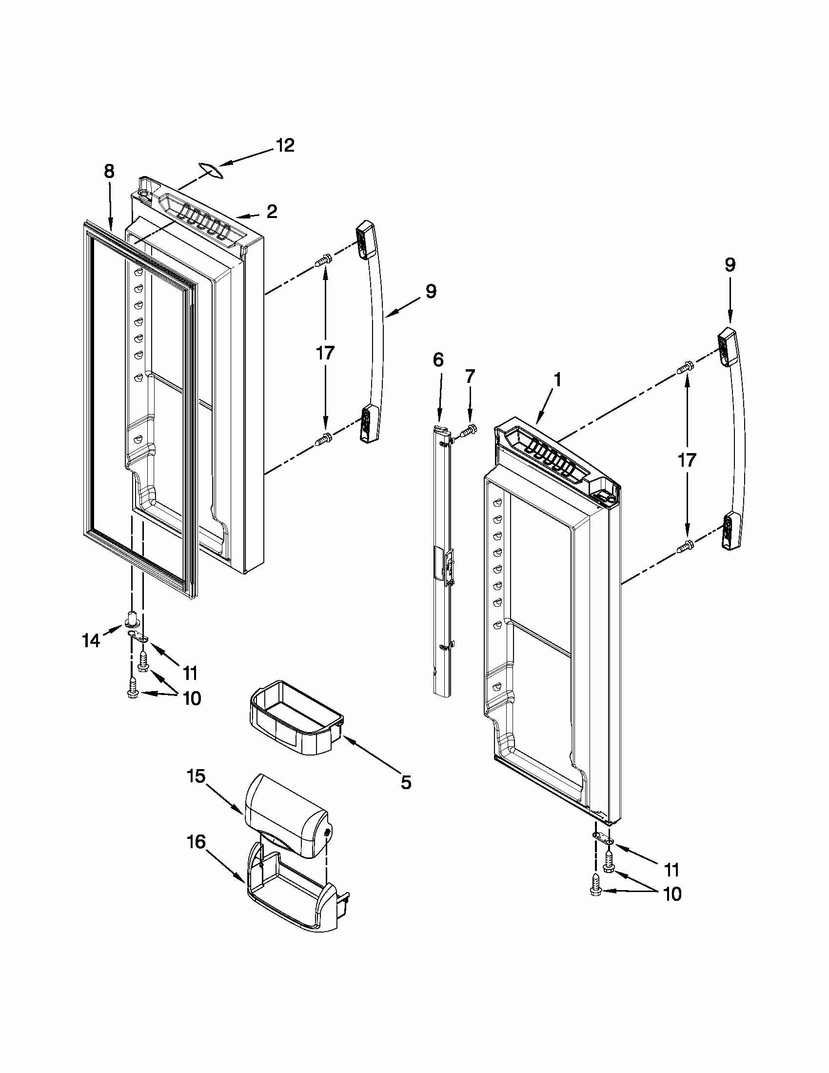 Refrigerator Door Parts Diagram and Parts List for 59679223012  Kenmore Refrigerator
