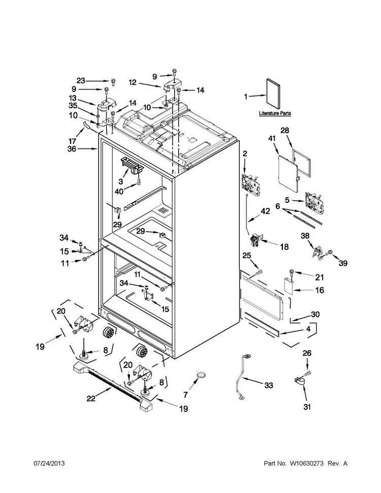 Cabinet Parts Diagram and Parts List for KFIS29PBMS02  KitchenAid Refrigerator