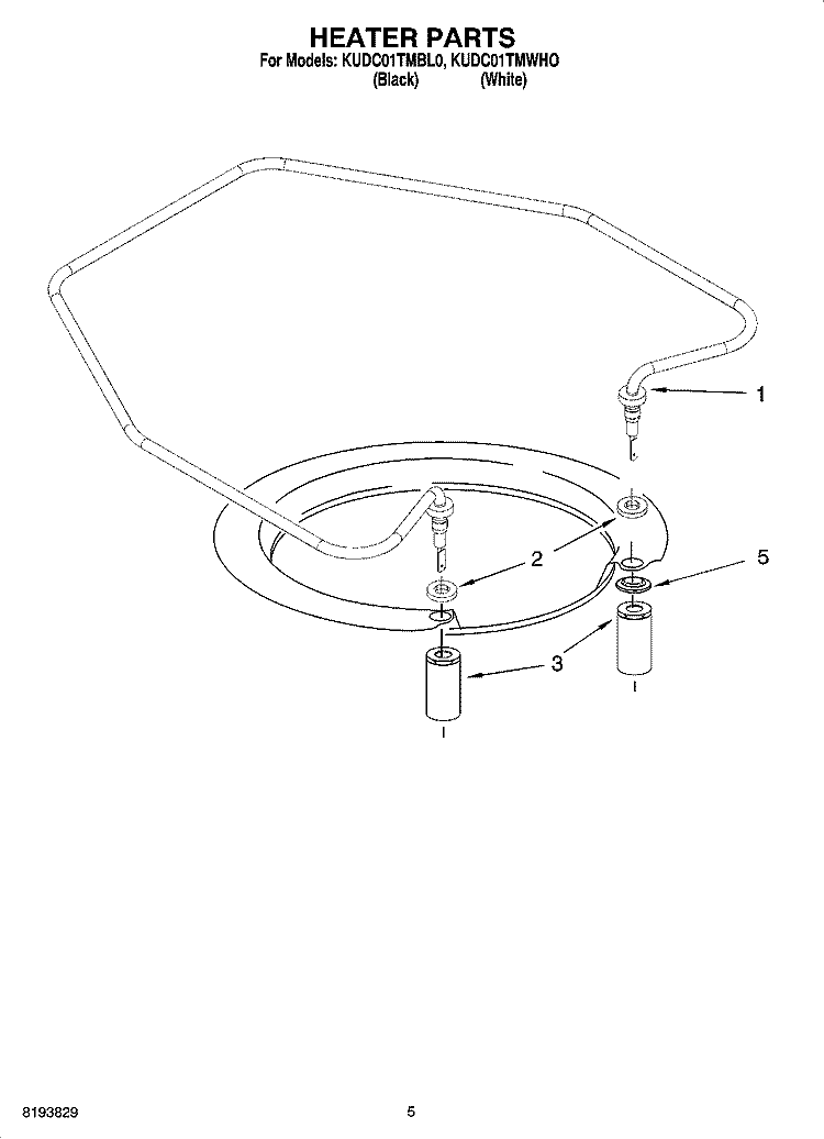 HEATER PARTS Diagram and Parts List for KUDC01TMBL0  KitchenAid Dishwasher