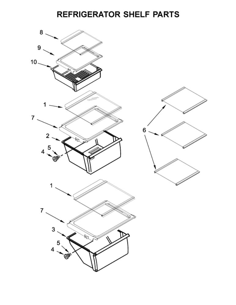 Refrigerator Shelf Parts Diagram and Parts List for 10641172710  Kenmore Refrigerator