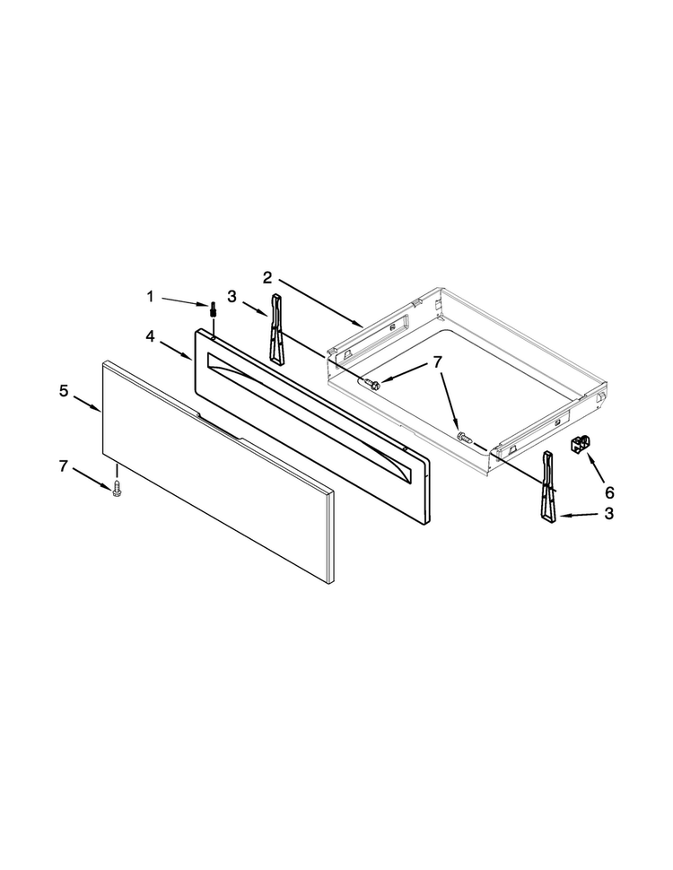 Drawer Parts Diagram and Parts List for WFG510S0AB2  Whirlpool Range