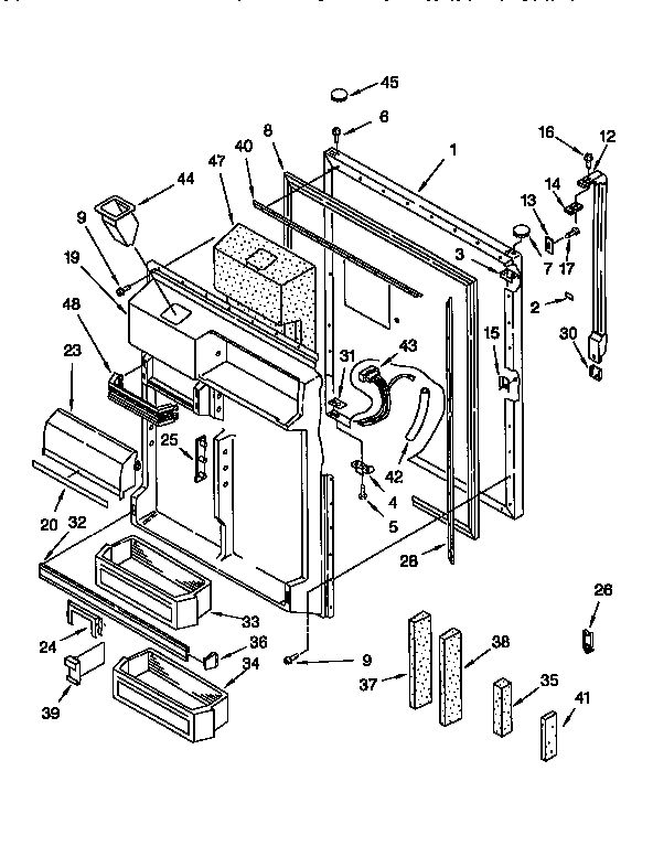 Refrigerator Door Diagram and Parts List for ET22DQLB00  Whirlpool Refrigerator