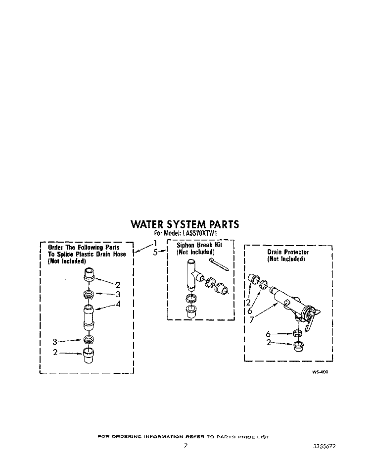 WATER SYSTEM Diagram and Parts List for LA5578XTN1  Whirlpool Washer