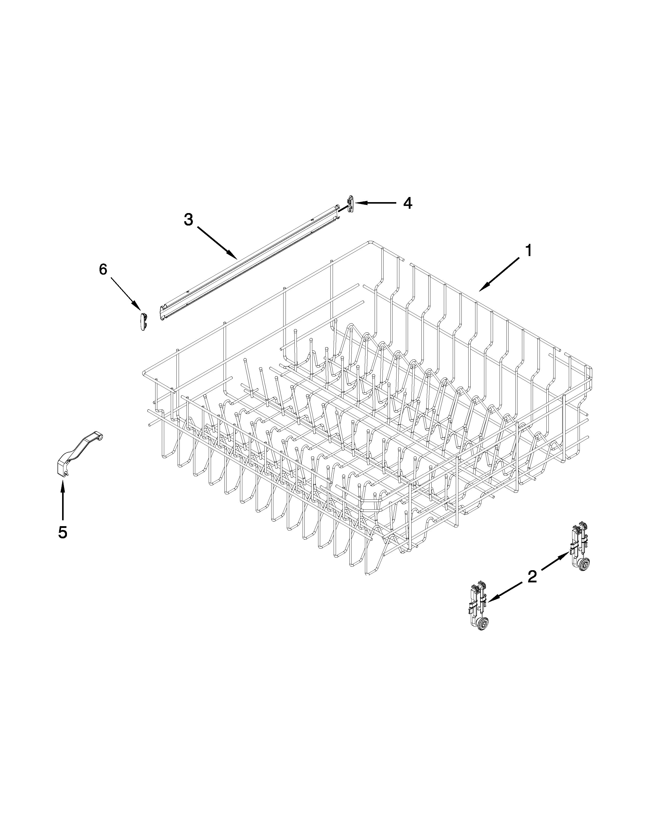 Upper Rack And Track Parts Diagram and Parts List for 66513479N410  Kenmore Dishwasher