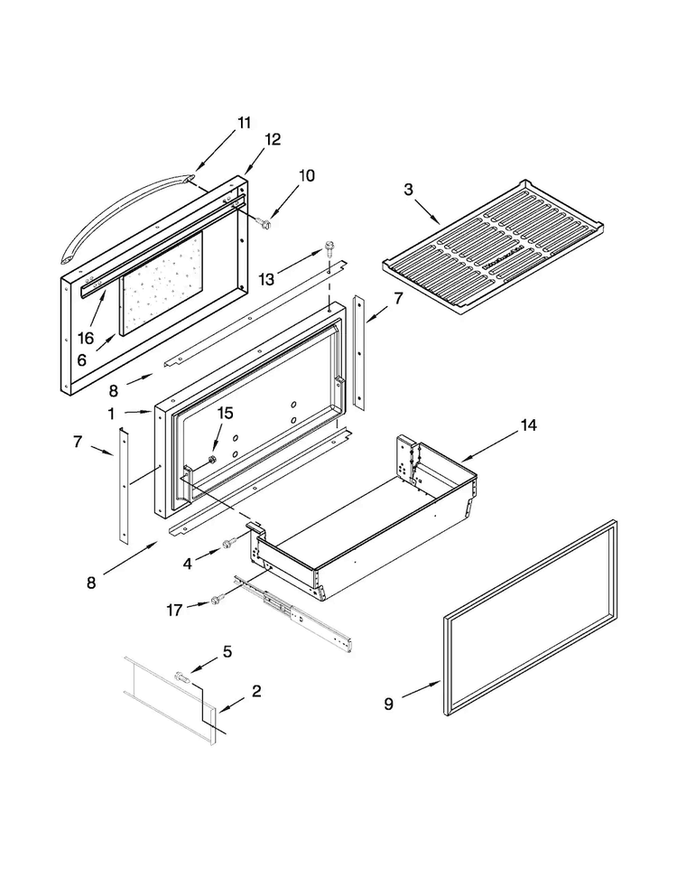 Freezer Door And Basket Parts Diagram and Parts List for KBFC42FTS08  KitchenAid Refrigerator
