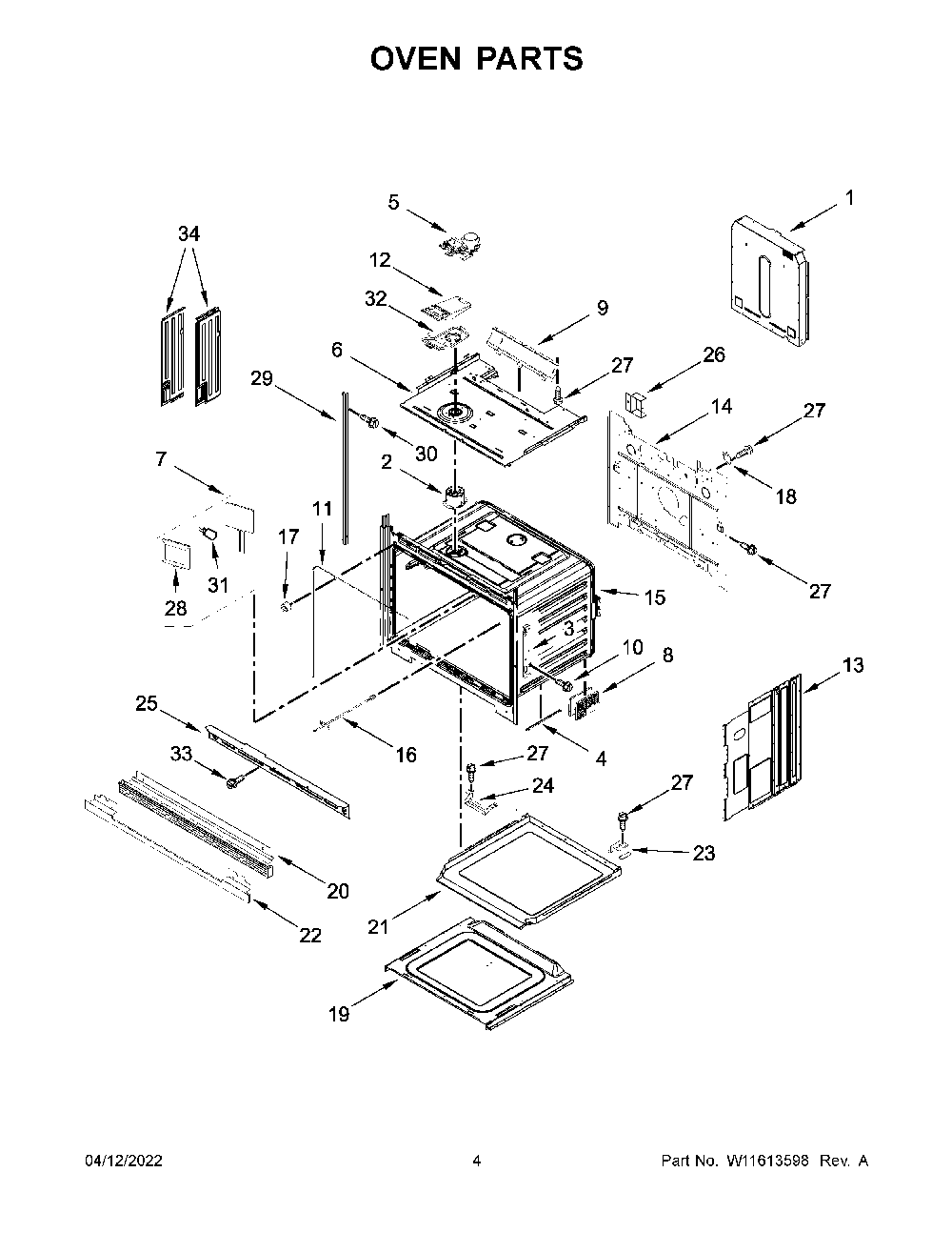 Oven Parts Diagram and Parts List for KOSE500ESS20  KitchenAid Wall Oven