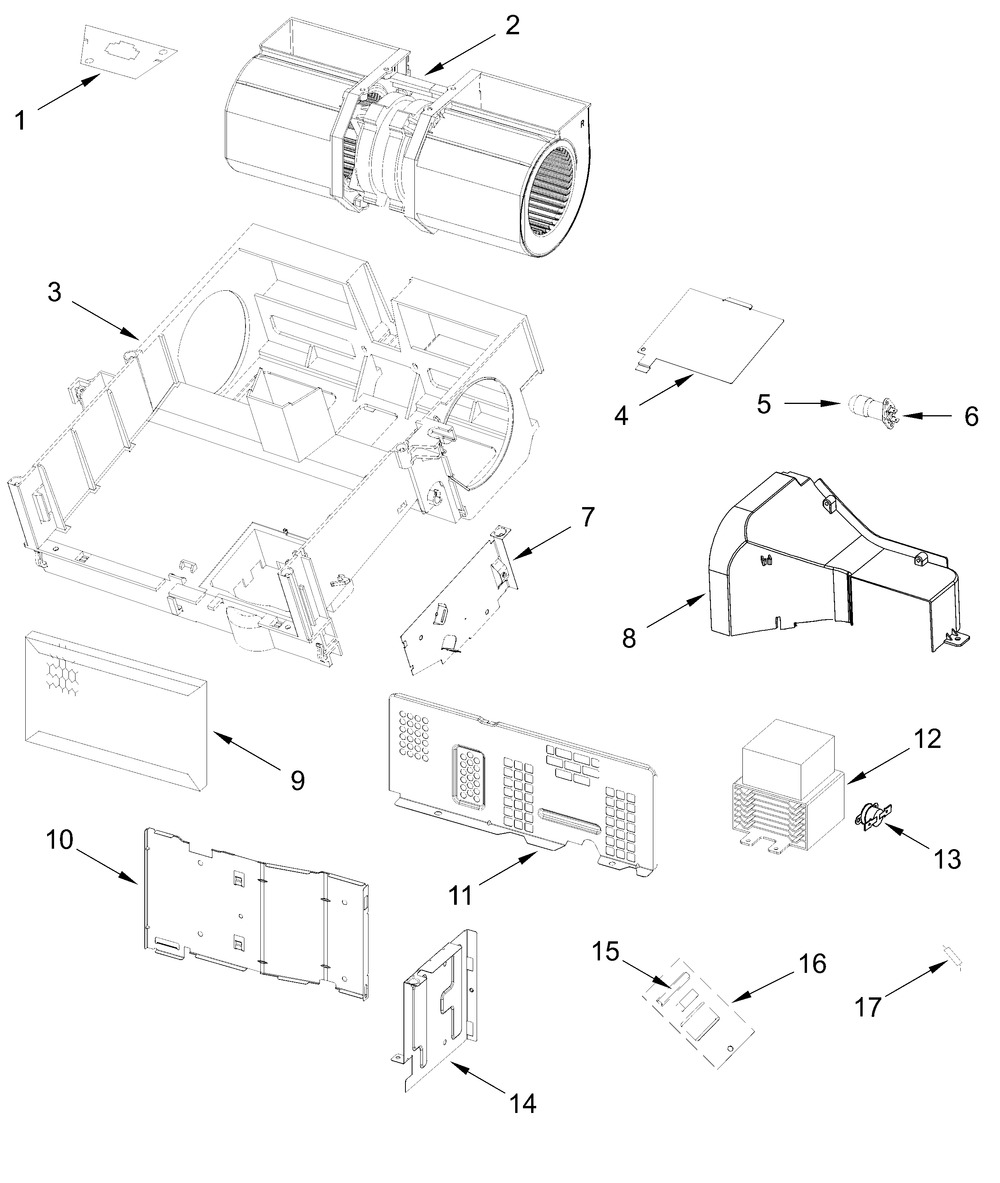 Air Flow Parts Diagram and Parts List for YMMMS4230PZ01  Whirlpool Microwave
