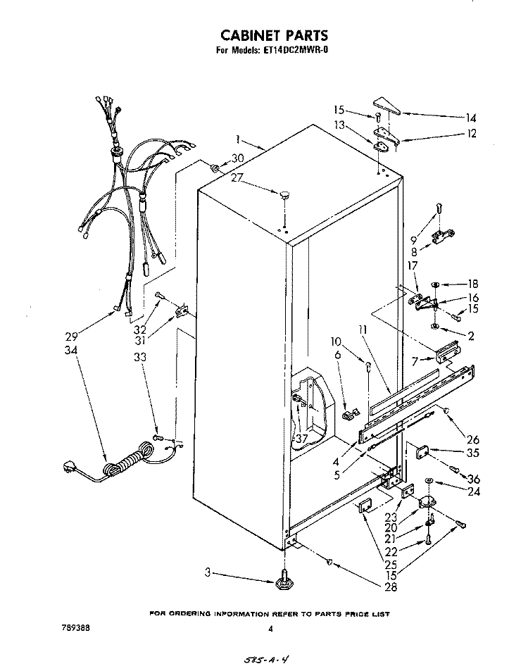 CABINET Diagram and Parts List for ET14DC2MWR0  Whirlpool Refrigerator