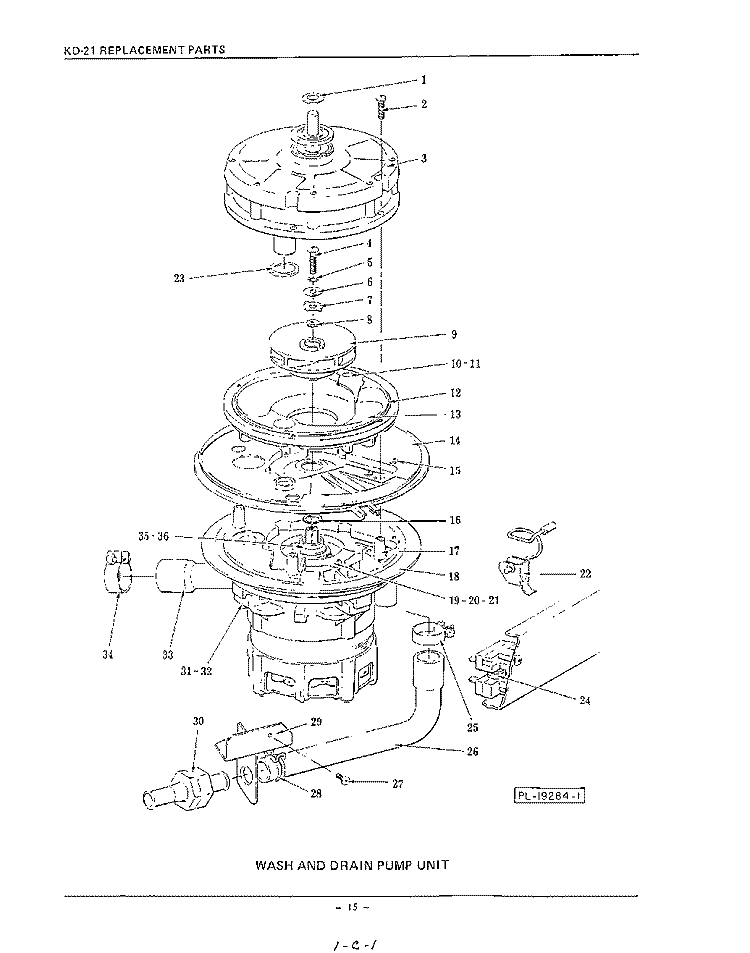 WASH AND DRAIN PUMP Diagram and Parts List for KDC21D  KitchenAid Dishwasher