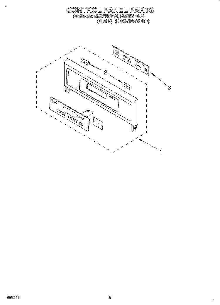 CONTROL PANEL, LITERATURE Diagram and Parts List for RBS275PDQ4  Whirlpool Wall Oven