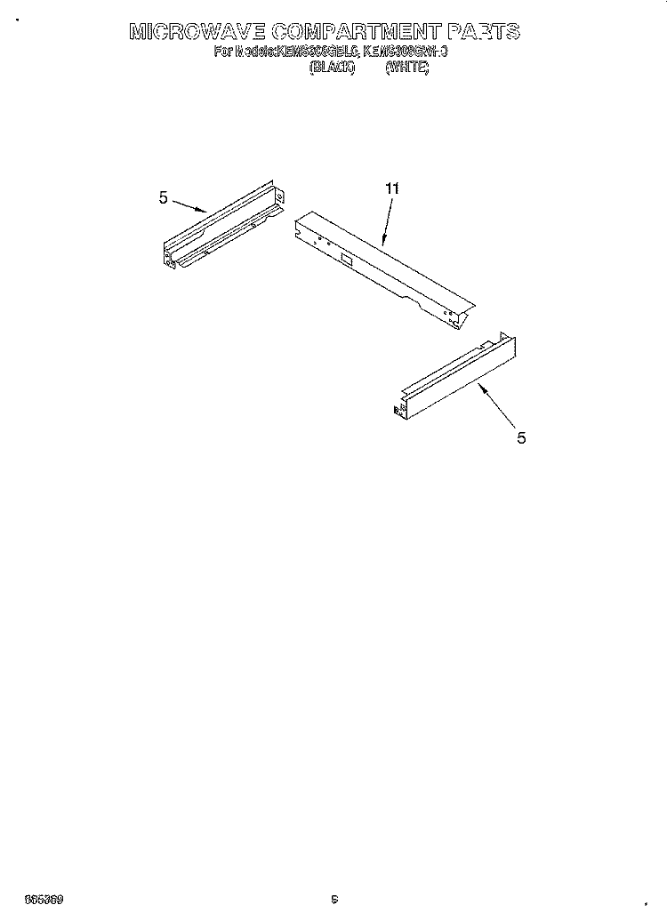 MICROWAVE COMPARTMENT Diagram and Parts List for KEMS308GBL0  KitchenAid Microwave Oven Combo