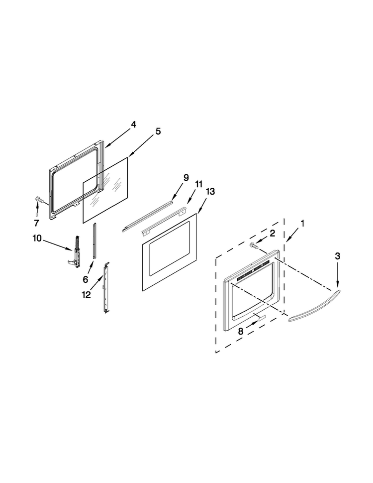 Door Parts Diagram and Parts List for KGRS306BSS1  KitchenAid Range