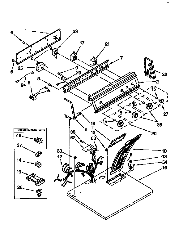 Top & Console Diagram and Parts List for KEYE77BWH2  KitchenAid Dryer