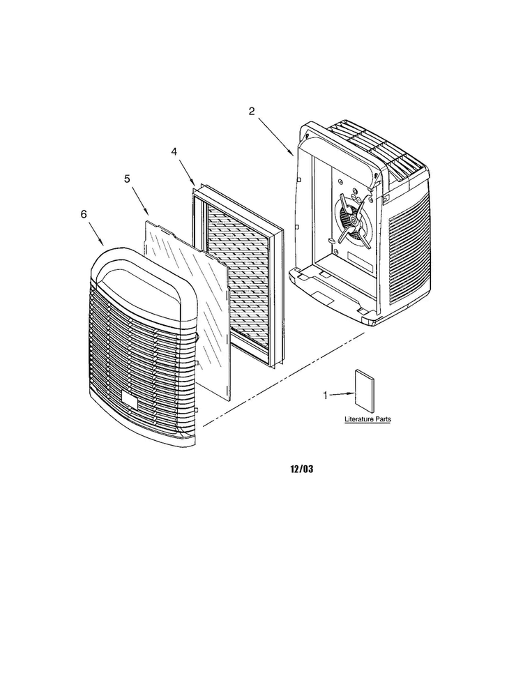 Air Cleaner Diagram and Parts List for 1064283202  Kenmore Air Purifier