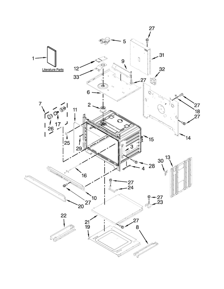 Oven Parts Diagram and Parts List for WOC54EC7AS01  Whirlpool Microwave