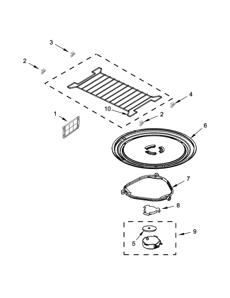 Turntable Parts Diagram and Parts List for KHMS2040BSS1  KitchenAid Microwave