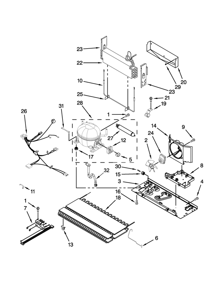 Unit Parts Diagram and Parts List for 5GFB2058EA00  Whirlpool Refrigerator