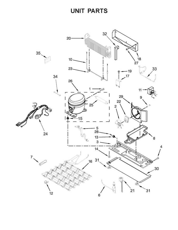 Unit Parts Diagram and Parts List for WRV986FDEM01  Whirlpool Refrigerator