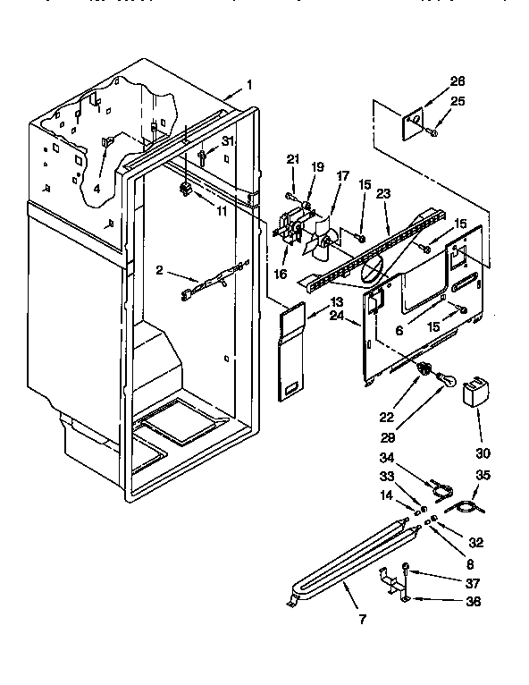 Liner Diagram and Parts List for ET22DQLB00  Whirlpool Refrigerator
