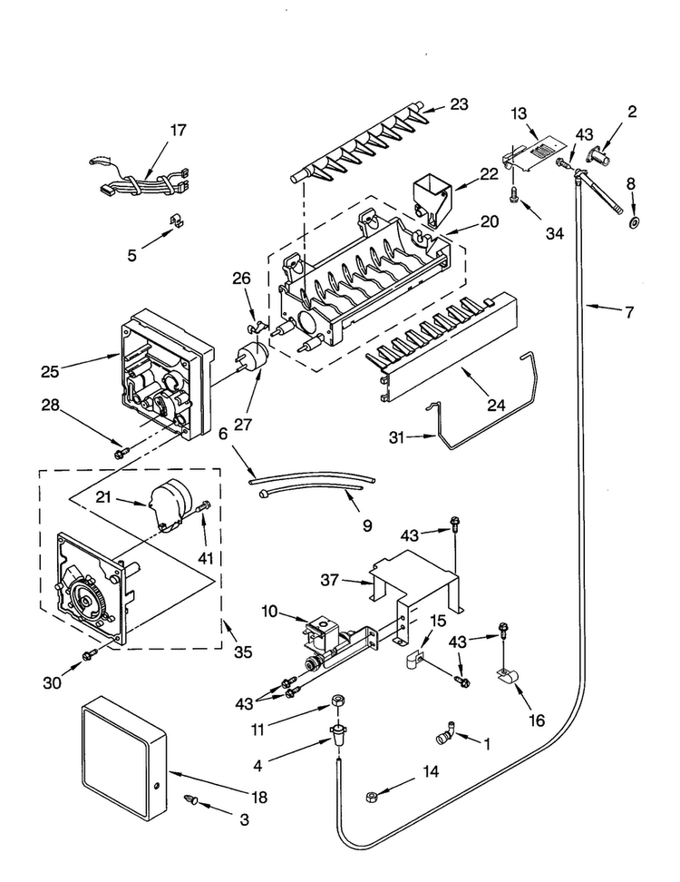Icemaker Diagram and Parts List for KBLP36FKS01  KitchenAid Refrigerator
