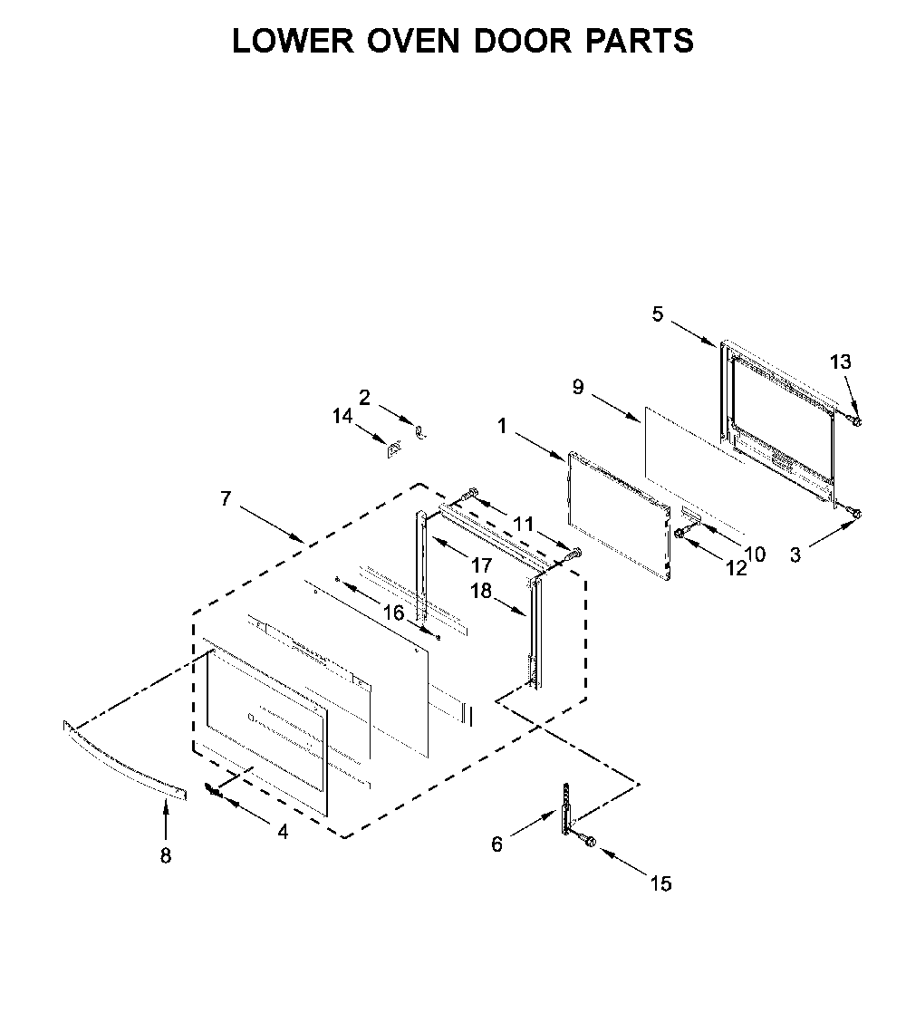 Lower oven door parts Diagram and Parts List for WOD51EC0HW02  Whirlpool Wall Oven