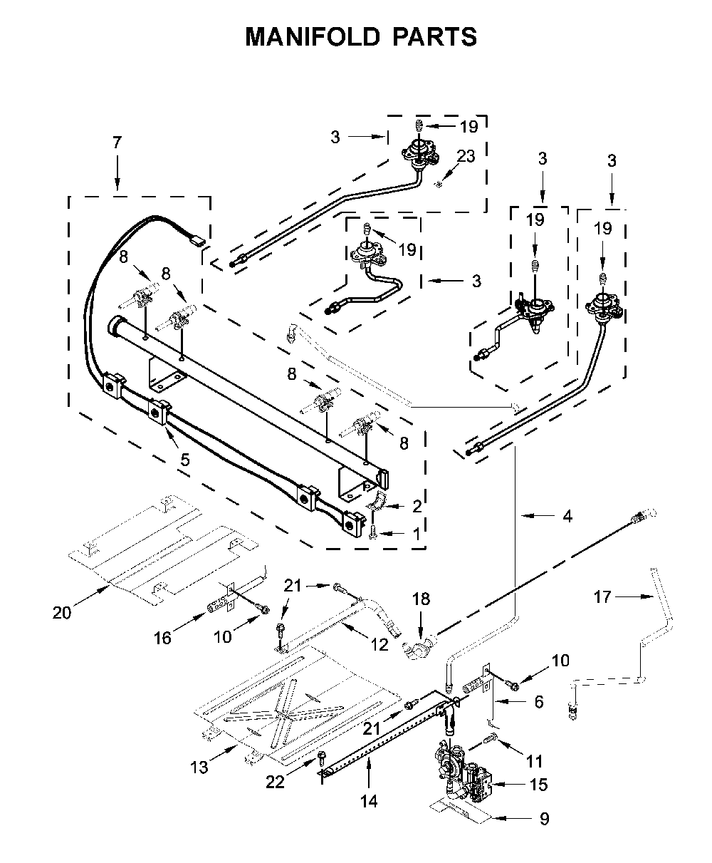 Manifold parts Diagram and Parts List for WFG515S0JS1  Whirlpool Range