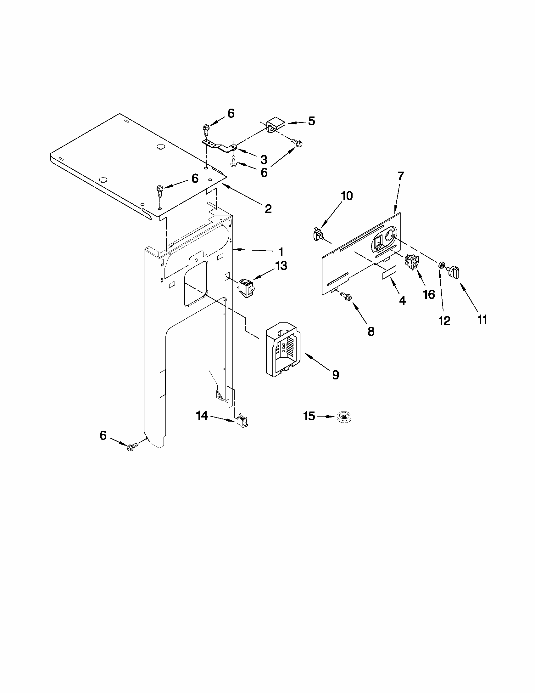Panel And Control Parts Diagram and Parts List for 66513633102  Kenmore Trash Compactor