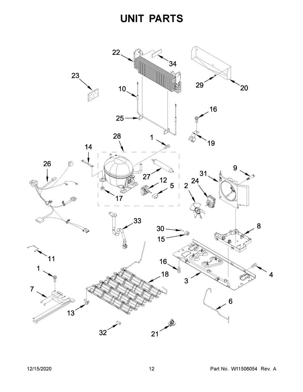 Unit Parts Diagram and Parts List for WRF532SMHZ04  Whirlpool Refrigerator