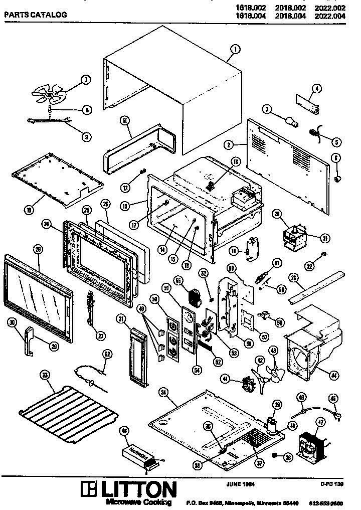 01 - Page 1 Diagram and Parts List for 2018004  Whirlpool Microwave