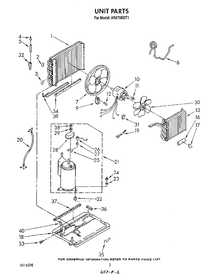 UNIT Diagram and Parts List for AR0700XT1  Whirlpool Air Conditioner