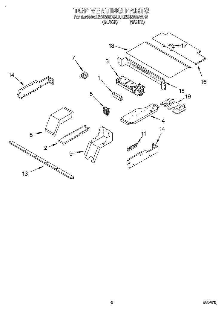 TOP VENTING, OPTIONAL Diagram and Parts List for KEBI206DBL8  KitchenAid Wall Oven