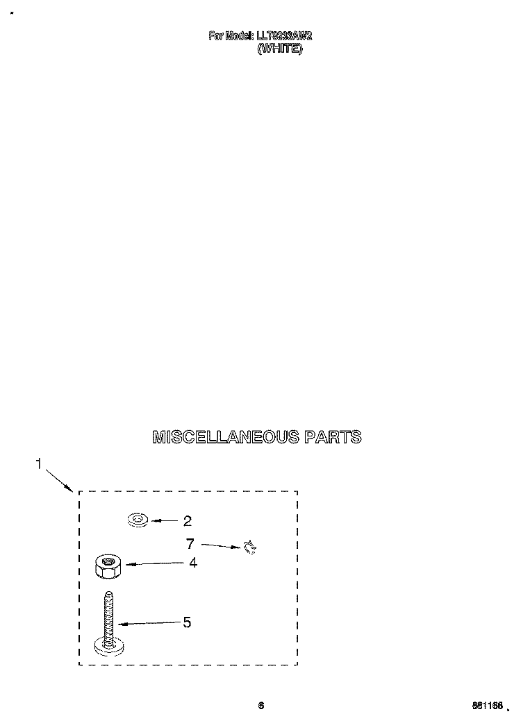 MISCELLANEOUS Diagram and Parts List for LLT8233AW2  Whirlpool Washer