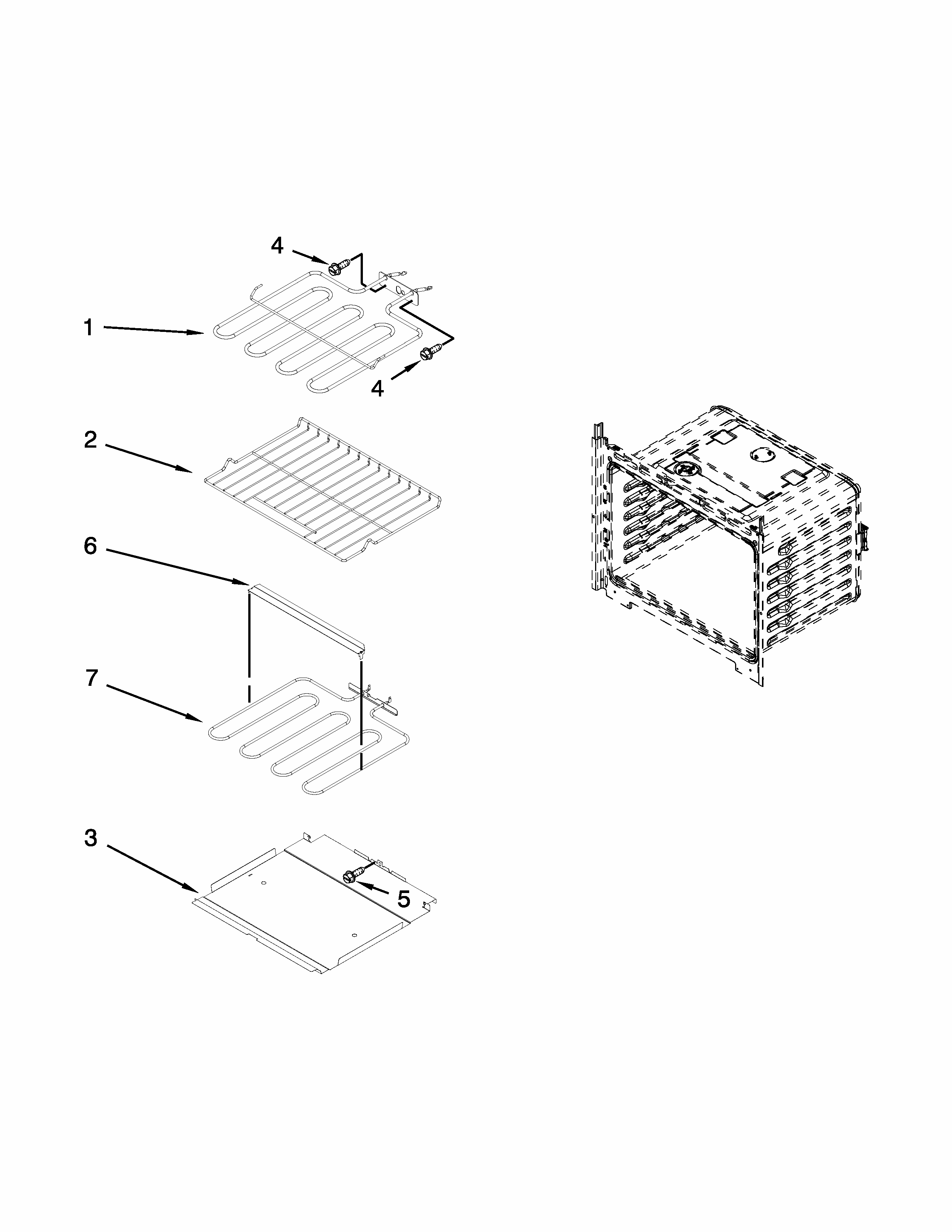 Internal Oven Parts Diagram and Parts List for IBS300DS00  Whirlpool Wall Oven