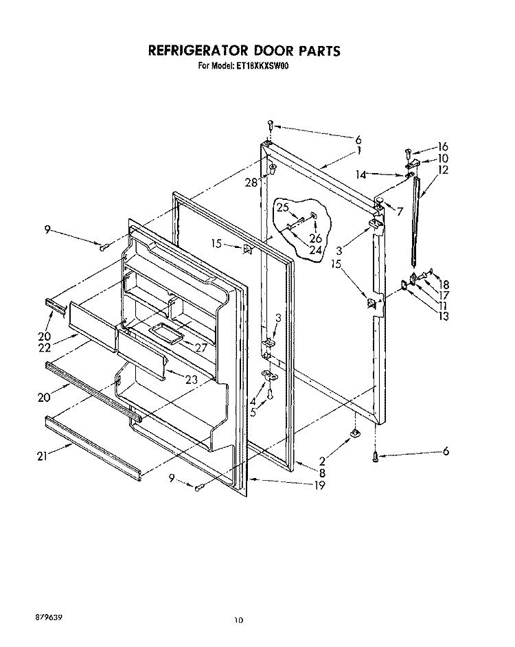 REFRIGERATOR DOOR, LIT/OPTIONAL Diagram and Parts List for ET18XKXSW00  Whirlpool Refrigerator
