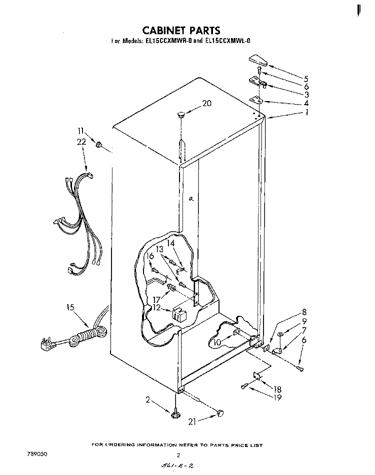 CABINET Diagram and Parts List for EL15CCXMWR0  Whirlpool Refrigerator