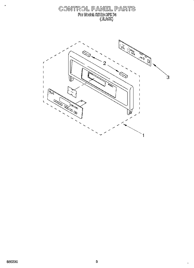 CONTROL PANEL, LITERATURE Diagram and Parts List for RBS240PDB4  Whirlpool Wall Oven