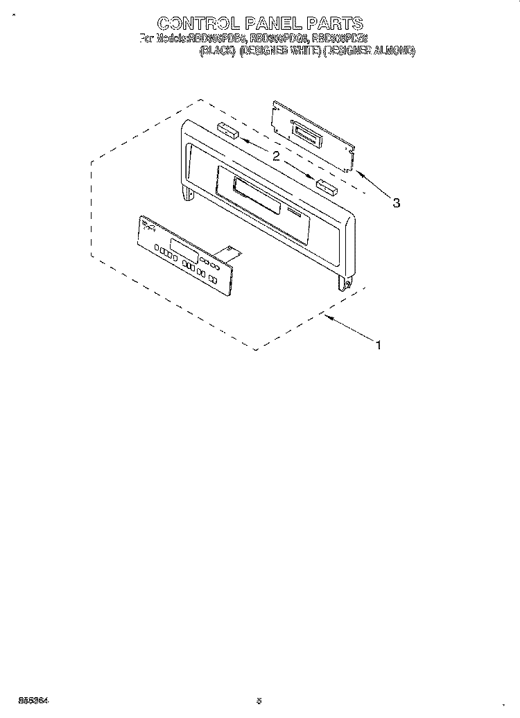 CONTROL PANEL, LITERATURE Diagram and Parts List for RBD306PDB6  Whirlpool Wall Oven
