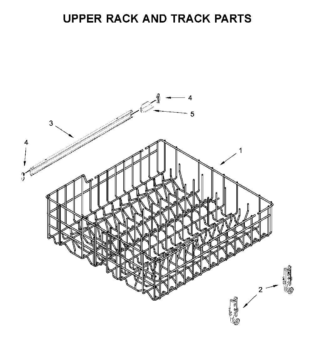 Upper rack and track parts Diagram and Parts List for WDP370PAHW1  Whirlpool Dishwasher