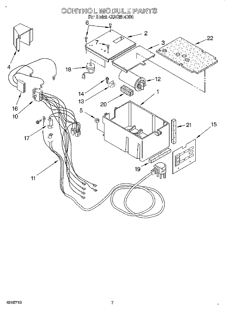 CONTROL MODULE Diagram and Parts List for 4XACM14DD0  Whirlpool Air Conditioner