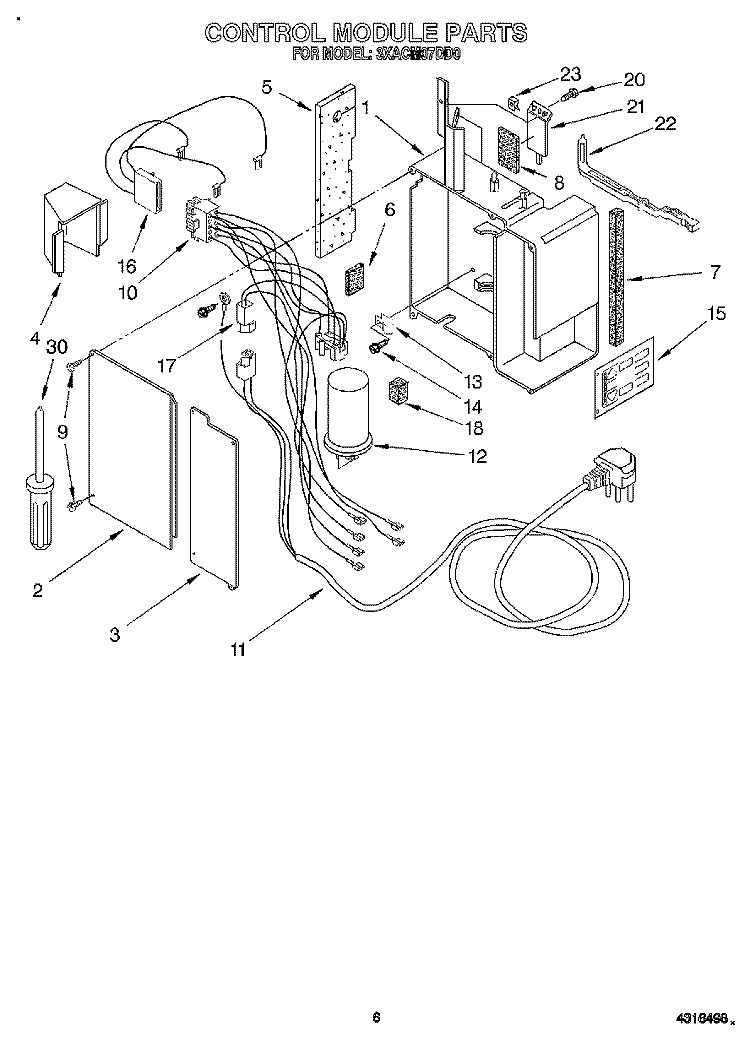 CONTROL MODULE Diagram and Parts List for 3XACM07DD0  Whirlpool Air Conditioner