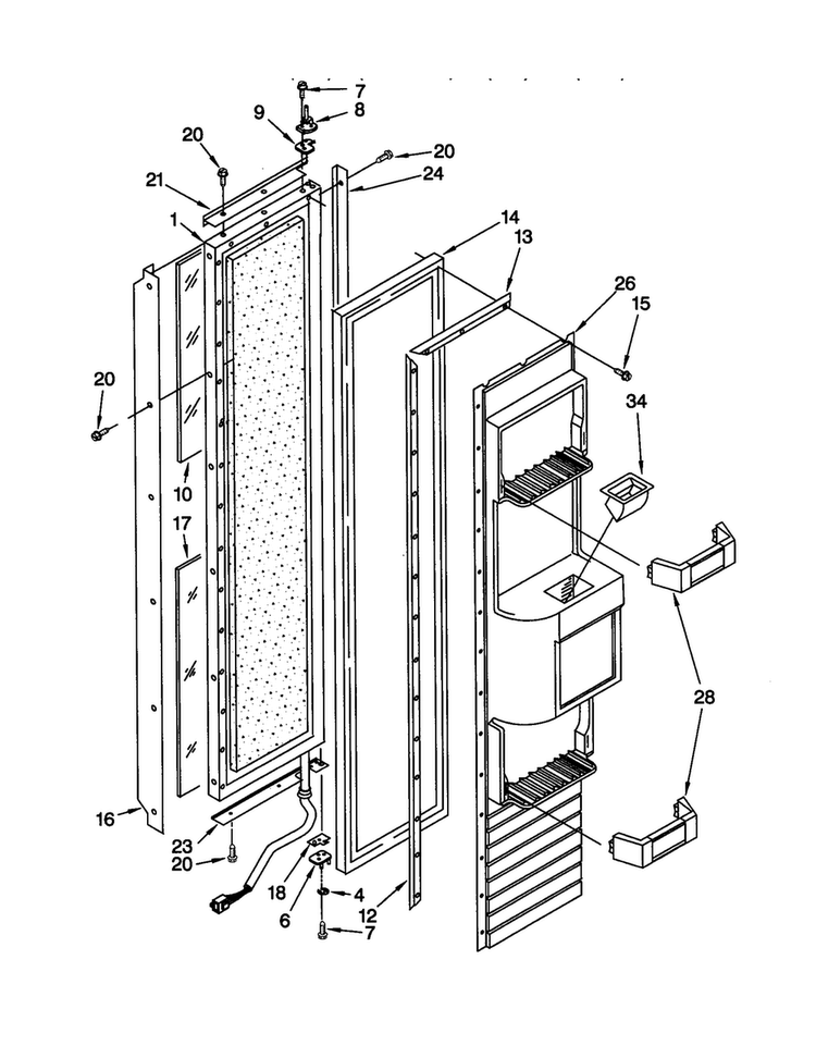 Freezer Door Diagram and Parts List for KSSP36QGT00  KitchenAid Refrigerator