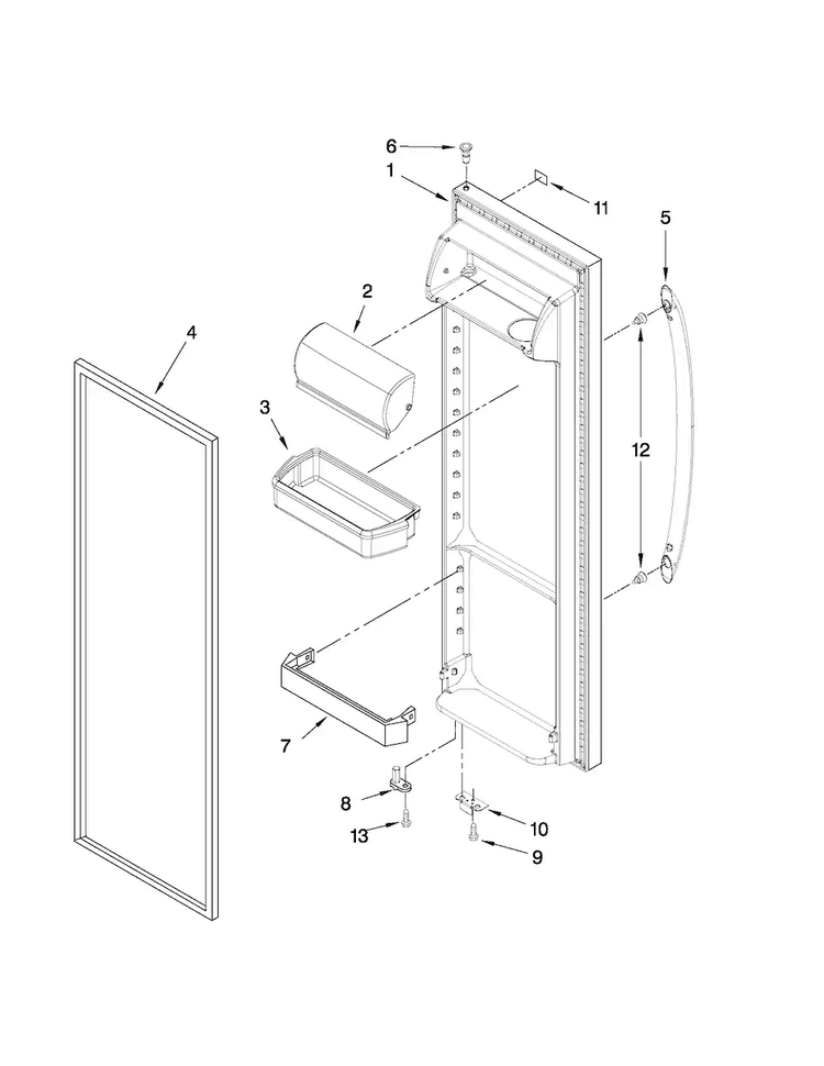 Refrigerator Door Parts Diagram and Parts List for 10651103111  Kenmore Refrigerator