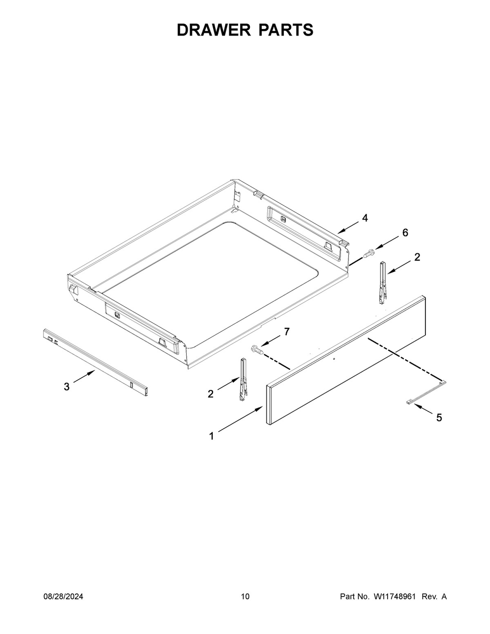 06 - Drawer Parts Diagram and Parts List for WEGA25H0HZ6  Whirlpool Range