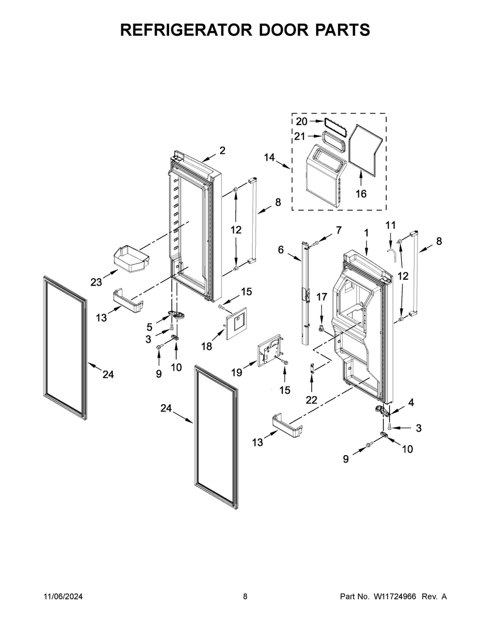 05 - Refrigerator Door Parts Diagram and Parts List for KRFF577KBS03  Whirlpool Refrigerator