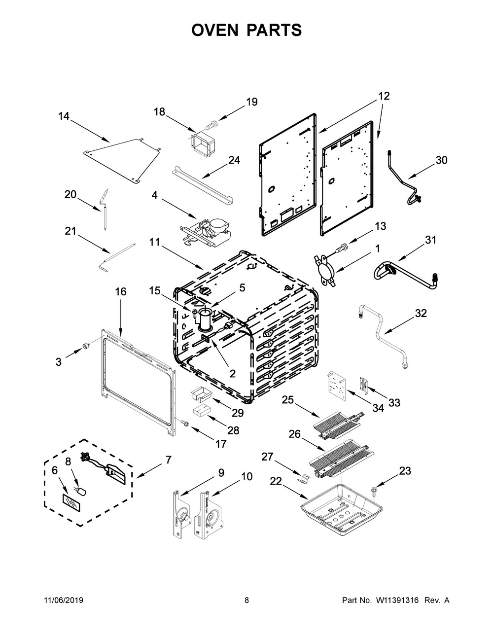 Oven Parts Diagram and Parts List for KFGC500JAV00  Whirlpool Range