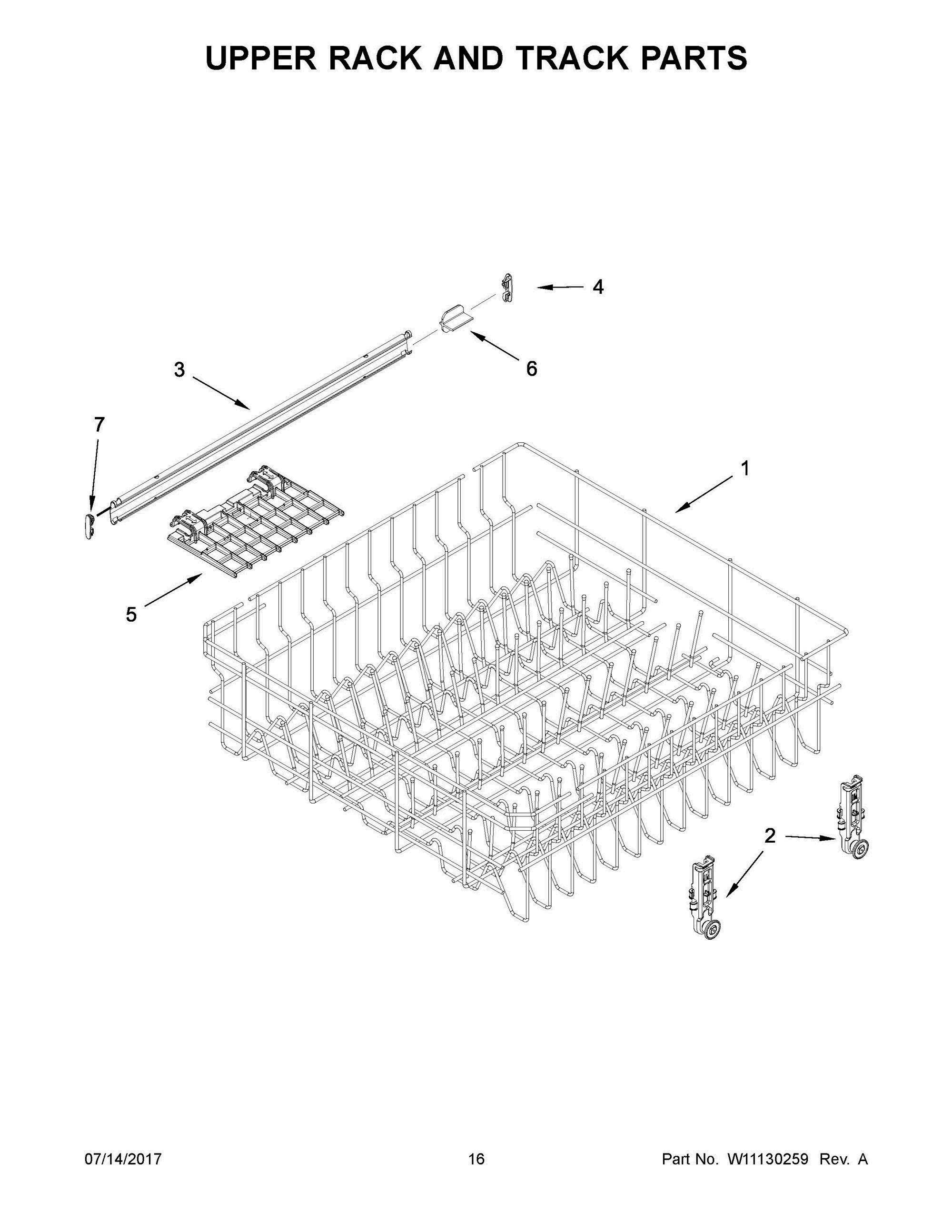 09 - UPPER RACK AND TRACK PARTS Diagram and Parts List for WDT710PAHB1  Whirlpool Dishwasher