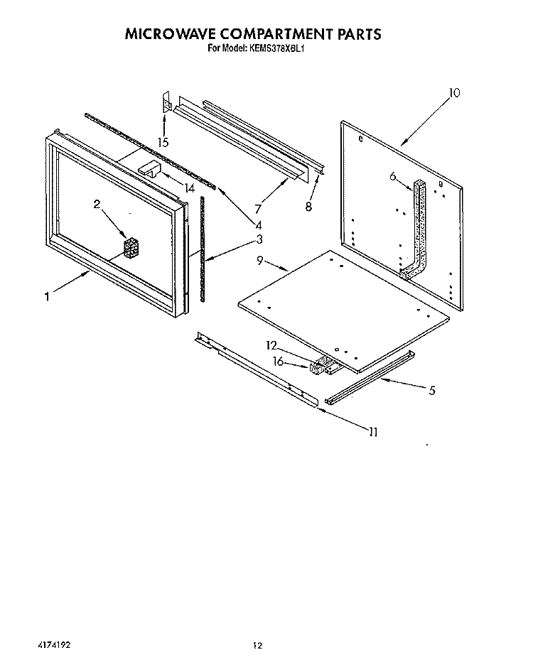 MICROWAVE COMPARTMENT Diagram and Parts List for KEMS378XWH1  KitchenAid Wall Oven