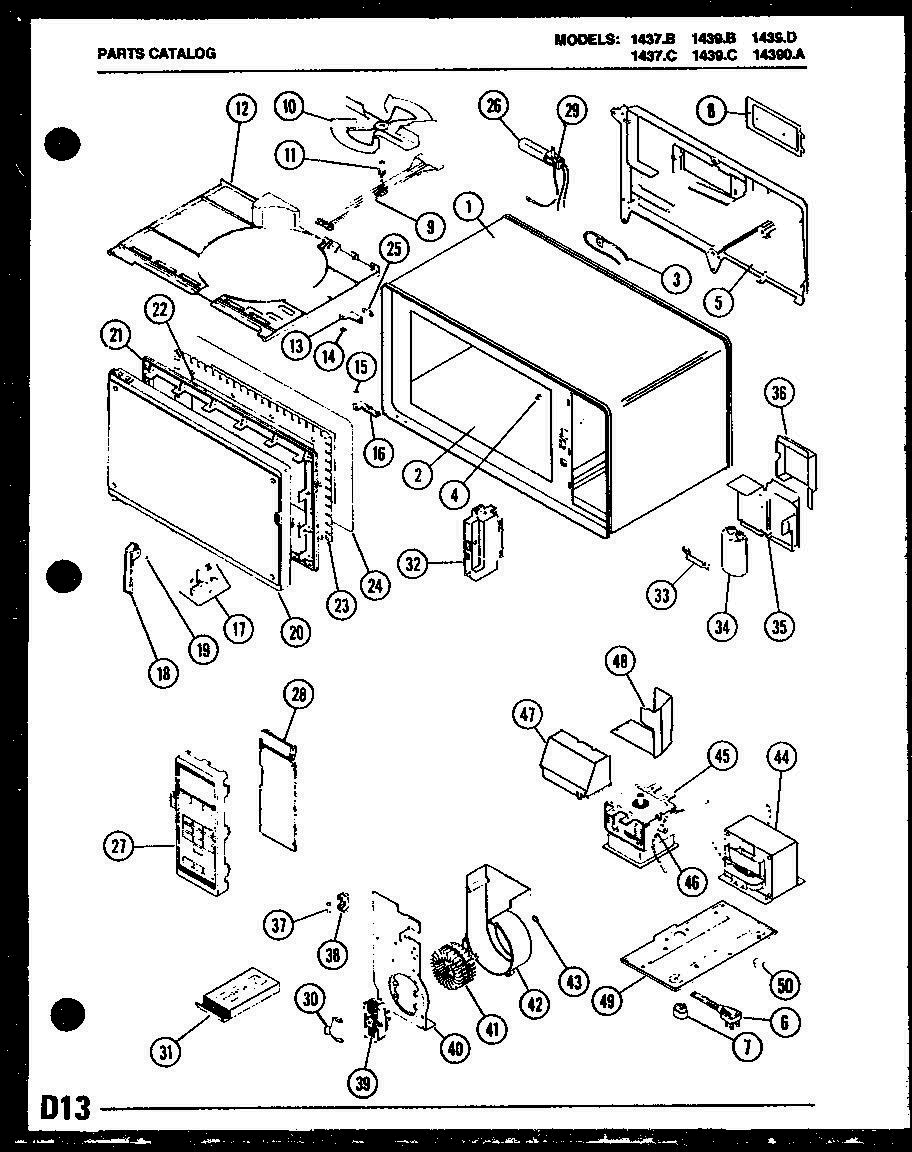 01 - Page 1 Diagram and Parts List for 1439C  Whirlpool Microwave