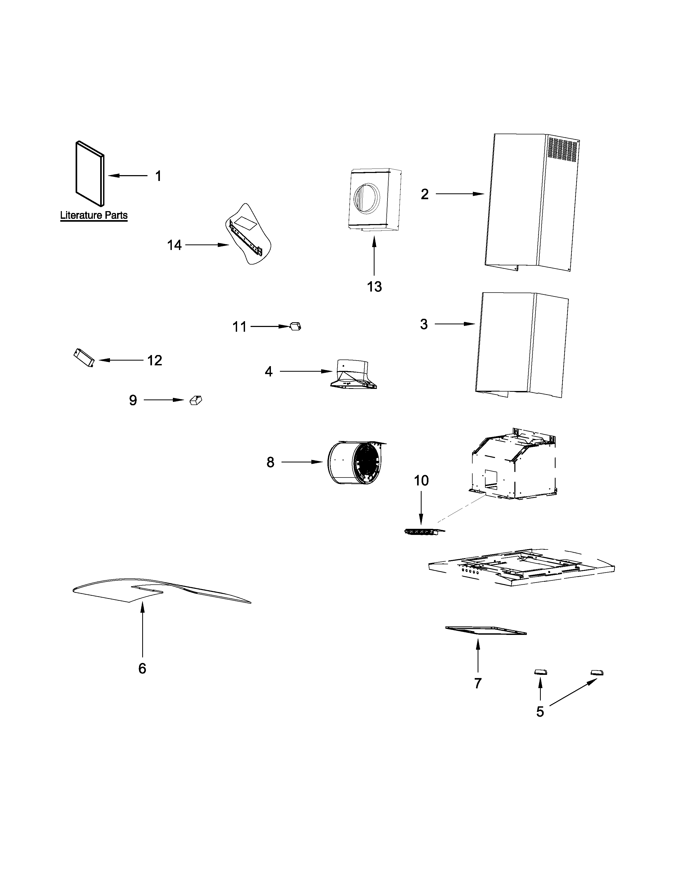 Hood Parts Diagram and Parts List for IHW51UC0FS0  Whirlpool Range Hood