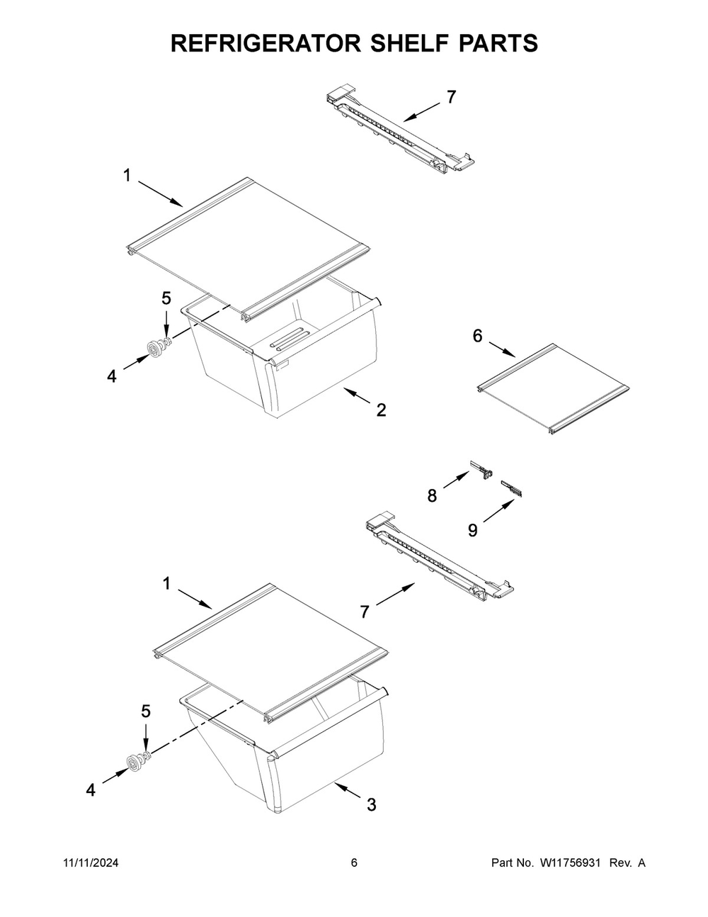 04 - Refrigerator Shelf Parts Diagram and Parts List for WRS315SDHM13  Whirlpool Refrigerator